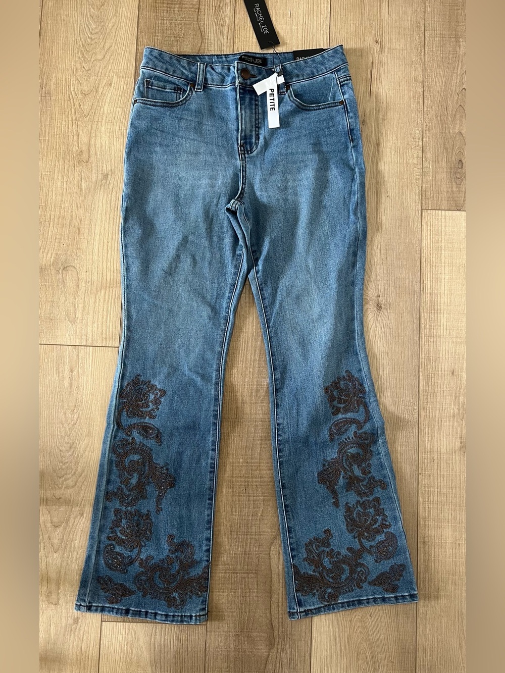 Rachel Zoe Blue Embroidered Bootcut Jeans